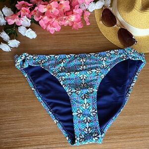 Cremieux Blue and Purple Side Loop Hipster Bikini Bottom Size Large